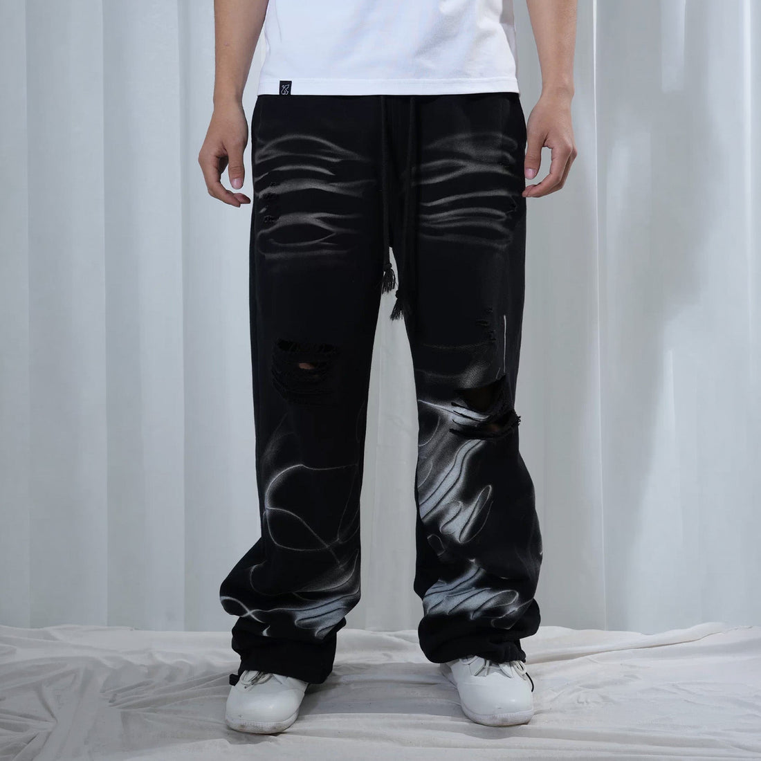 VINKID Washed Whisker Graphic Sweatpants-Pants-S-Free Shipping Leatheretro