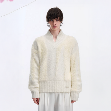 TIWILLTANG Fuzzy Faux-Mink Contrast Sweater