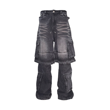 PCCVISION Washed Double-Layered Multi-Pockets Jeans-Jeans-S-Free Shipping Leatheretro