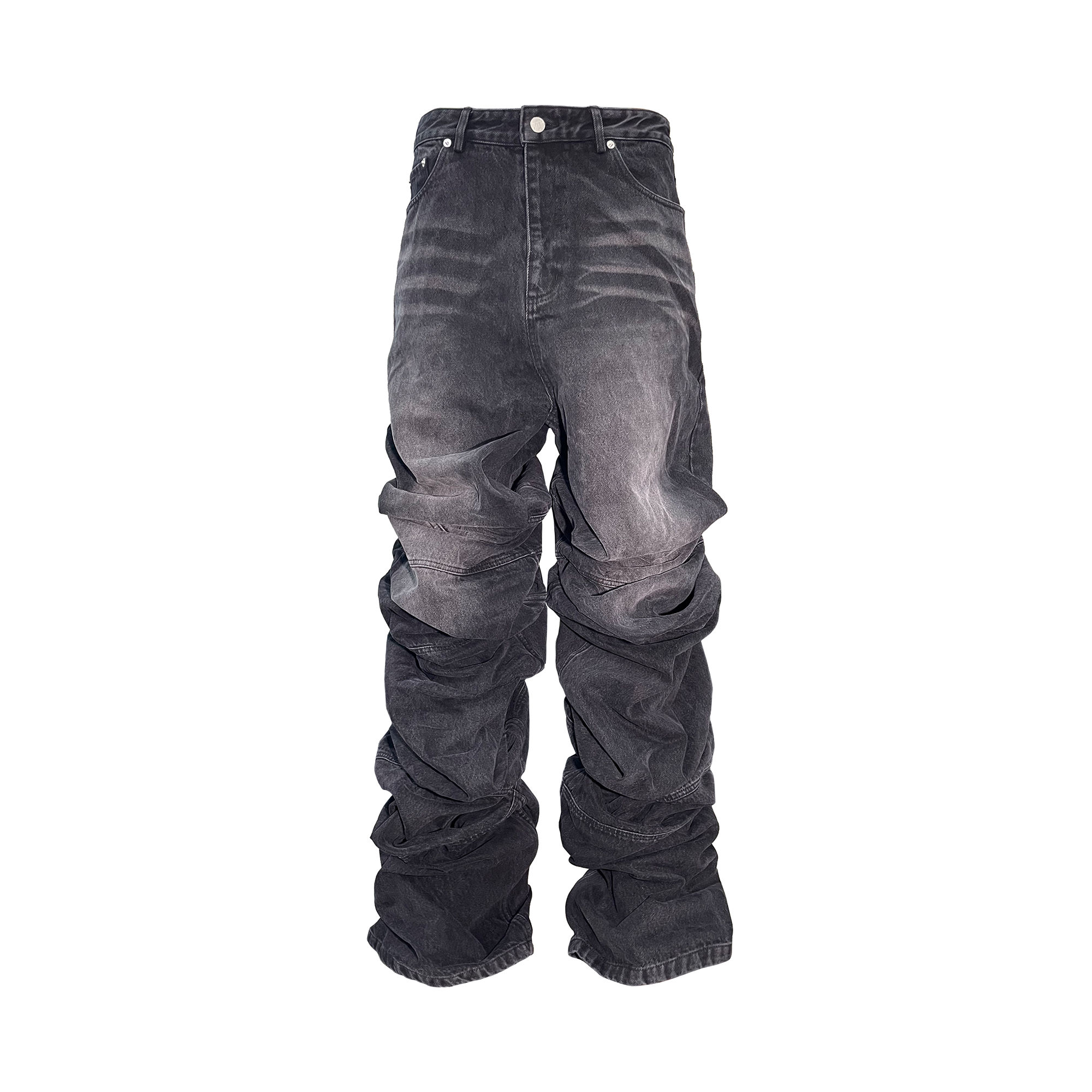 PCCVISION Distressed Wrinkled Stacked Baggy Jeans-Jeans-XS-Free Shipping Leatheretro