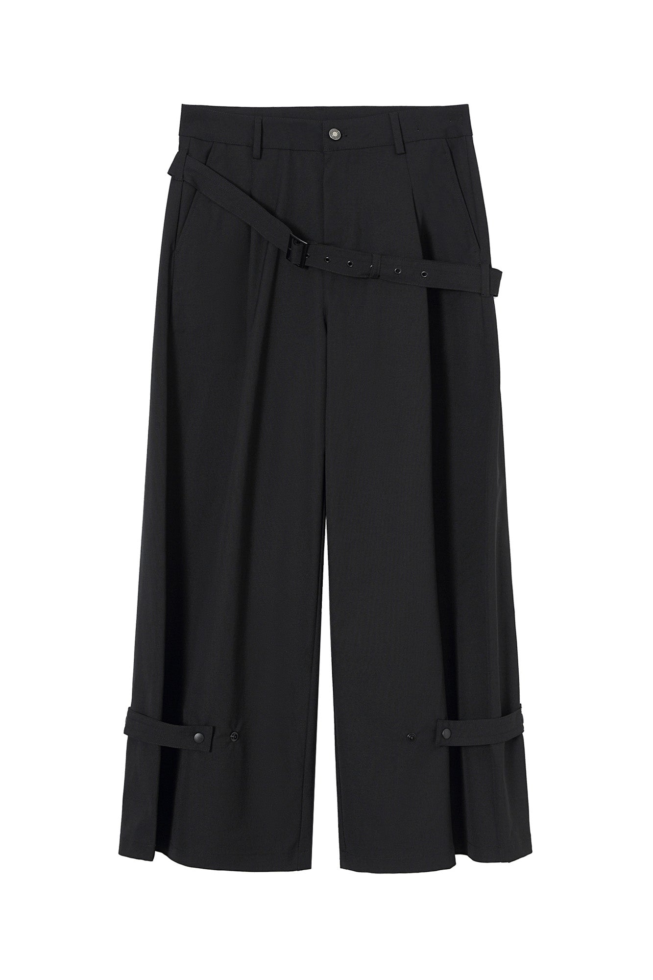 CLP Draped Wide-Leg Belted Pants-Pants-M-With waistband-Free Shipping Leatheretro