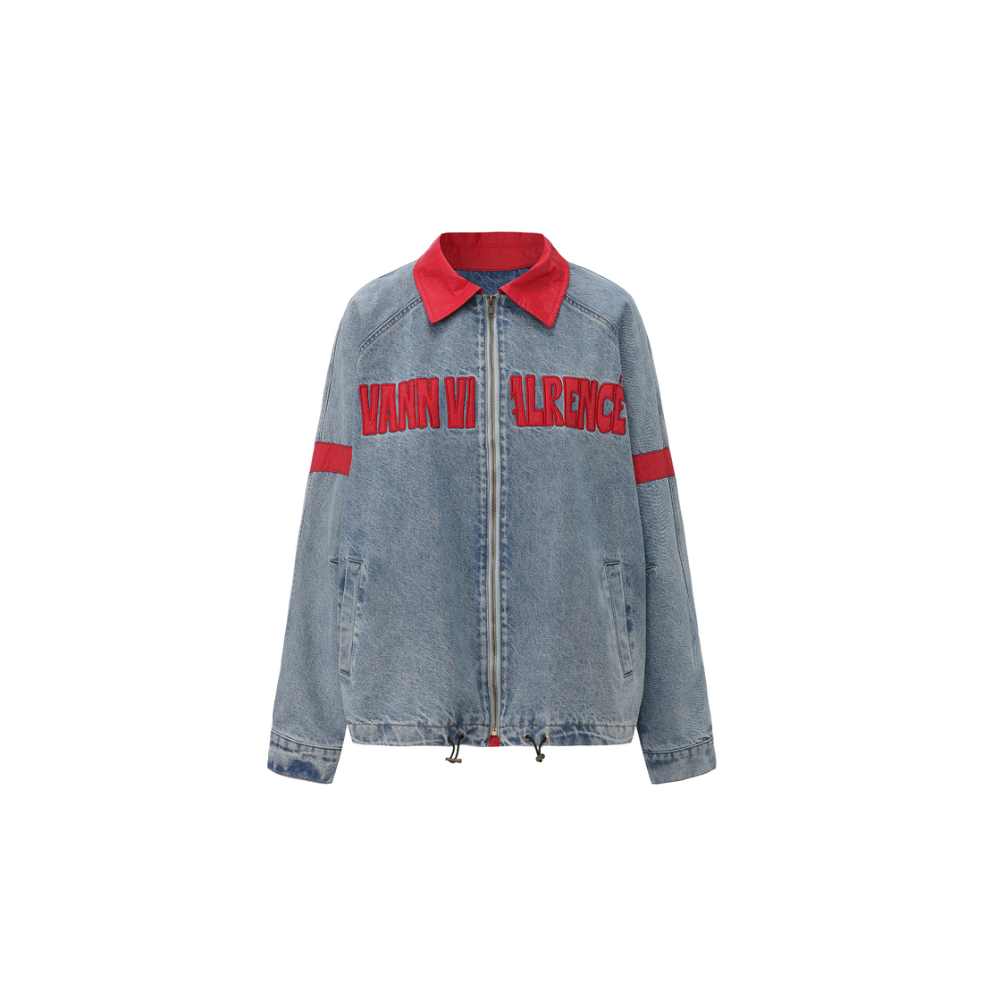 VANN VALRENCE Contrast LOGO Patch Washed Denim Jacket-Jacket-S-Free Shipping Leatheretro