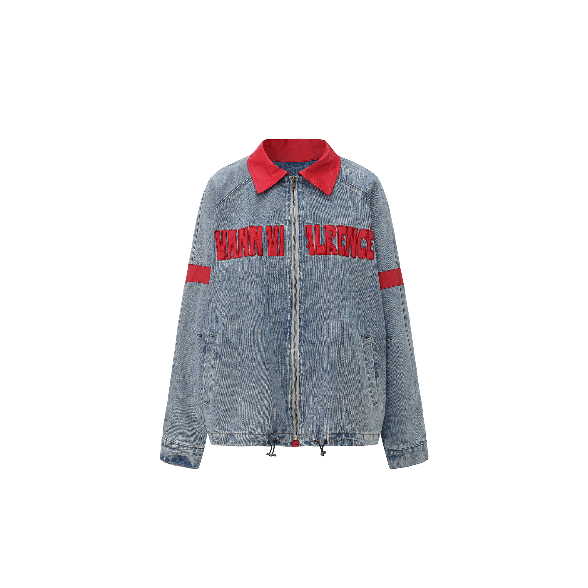 VANN VALRENCE Contrast LOGO Patch Washed Denim Jacket-Jacket-S-Free Shipping Leatheretro