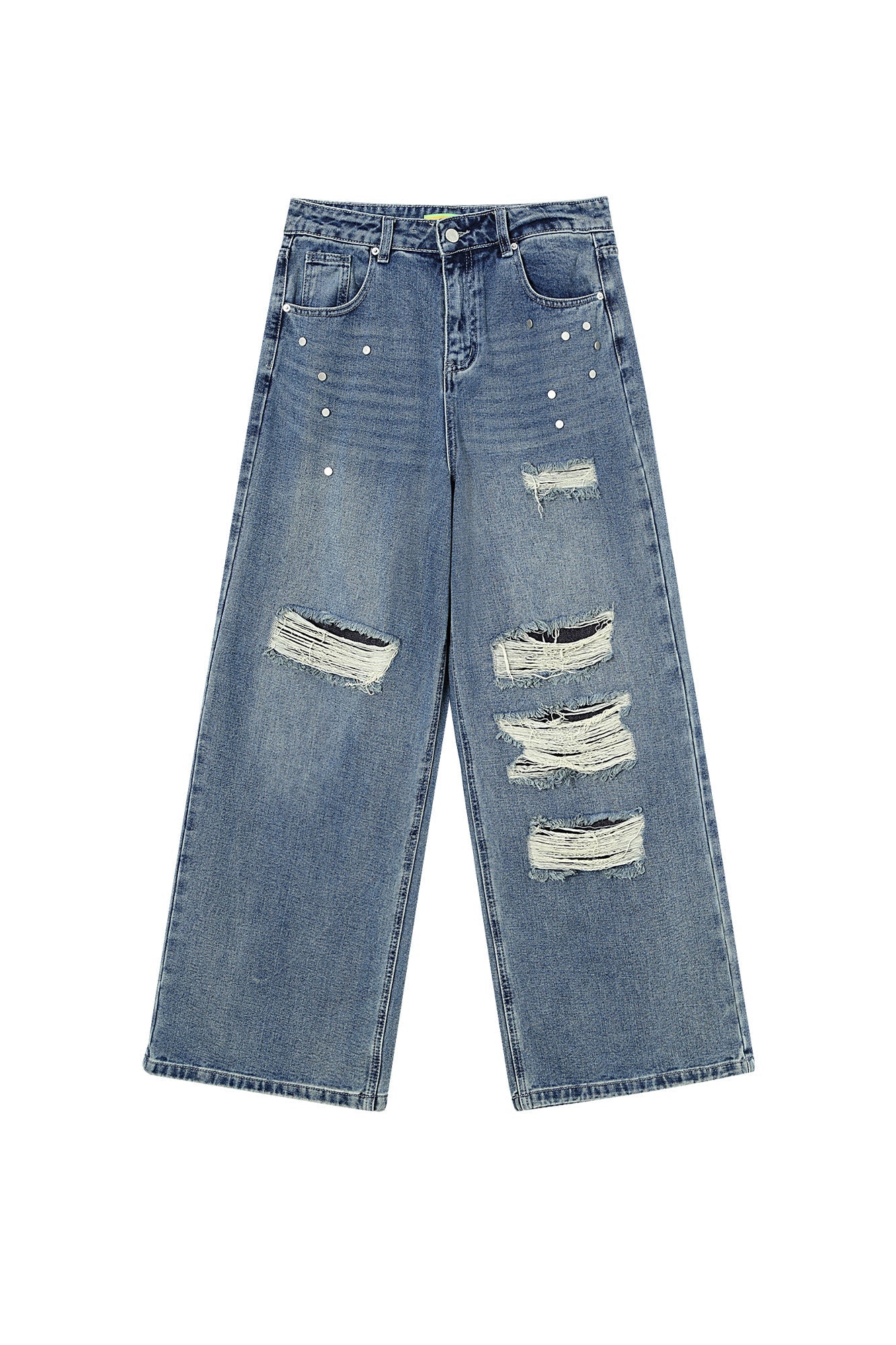 CLP Retro Washed Distressed Rivet Jeans-Jeans-M-Free Shipping Leatheretro