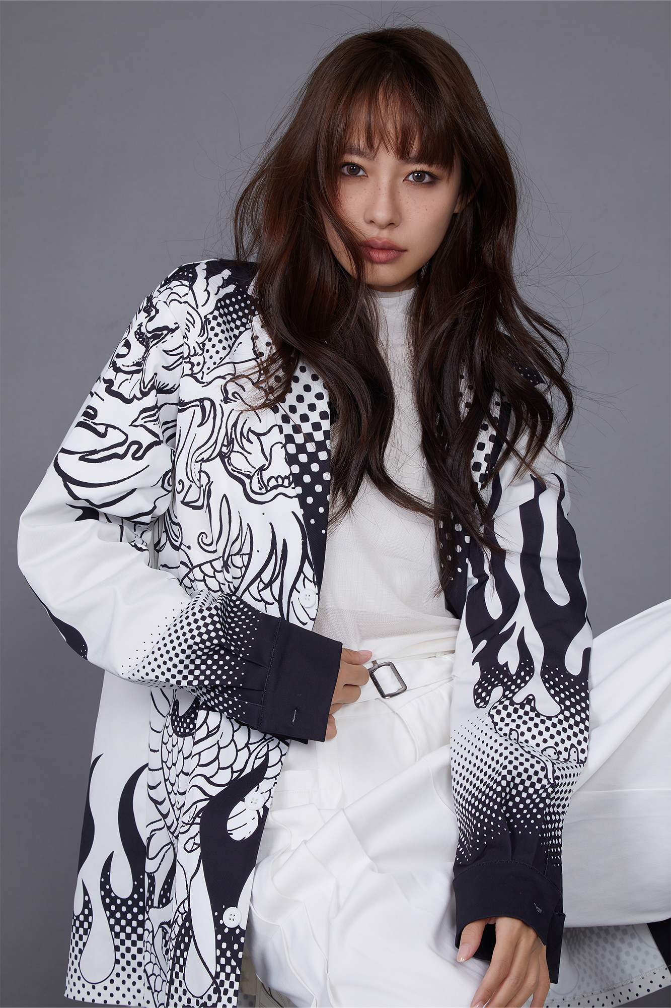 MASH UP ASIA Dragon Flame Graphic Oversized Blazer-Jacket-M-Free Shipping Leatheretro