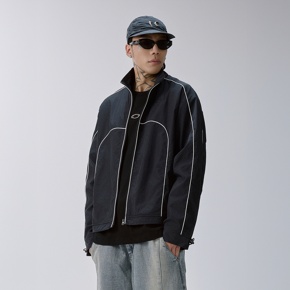 F2CE Contrast Piped Track Jacket-Jacket-S-Free Shipping Leatheretro