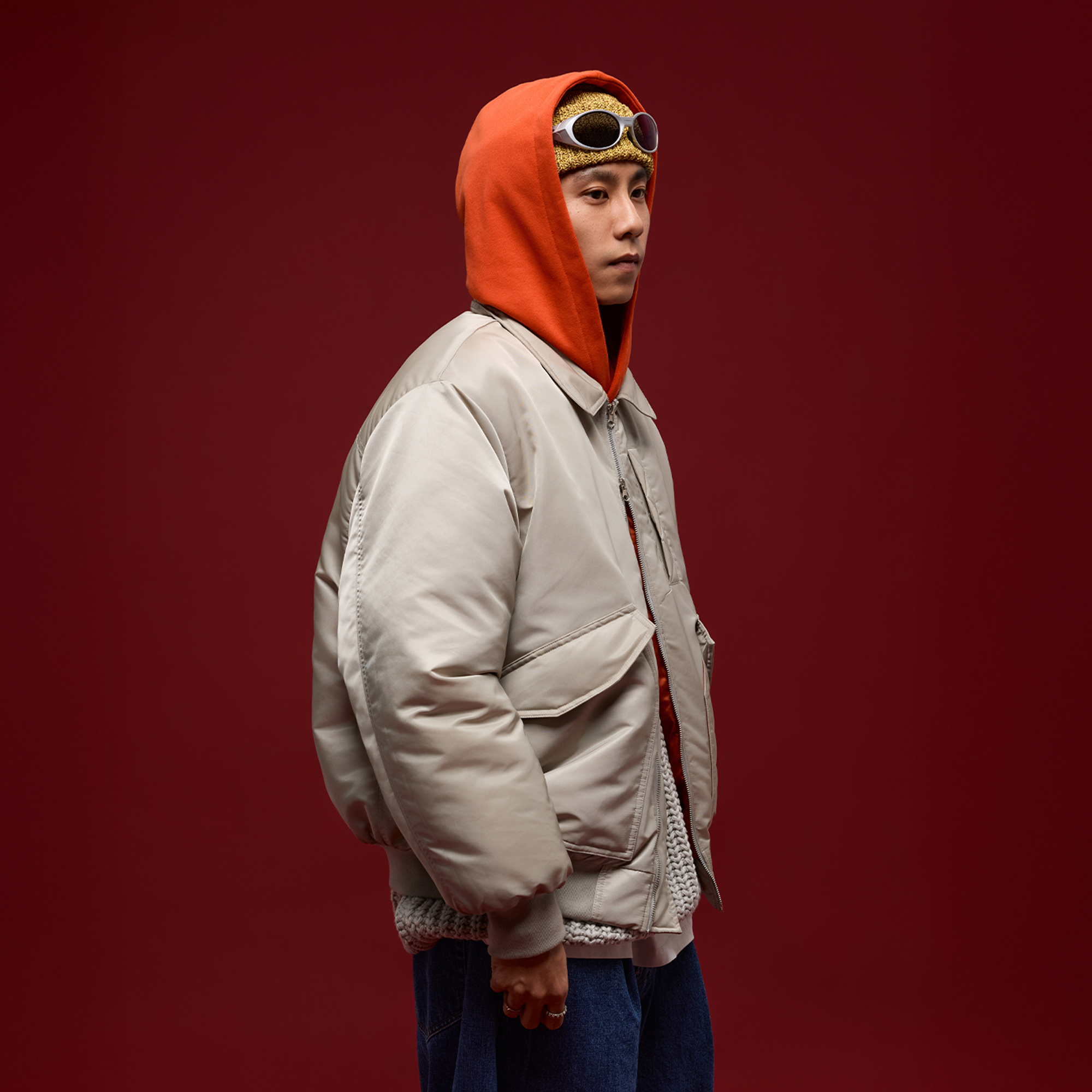 BANANA CLUB Glossy Utility Padded Bomber Jacket