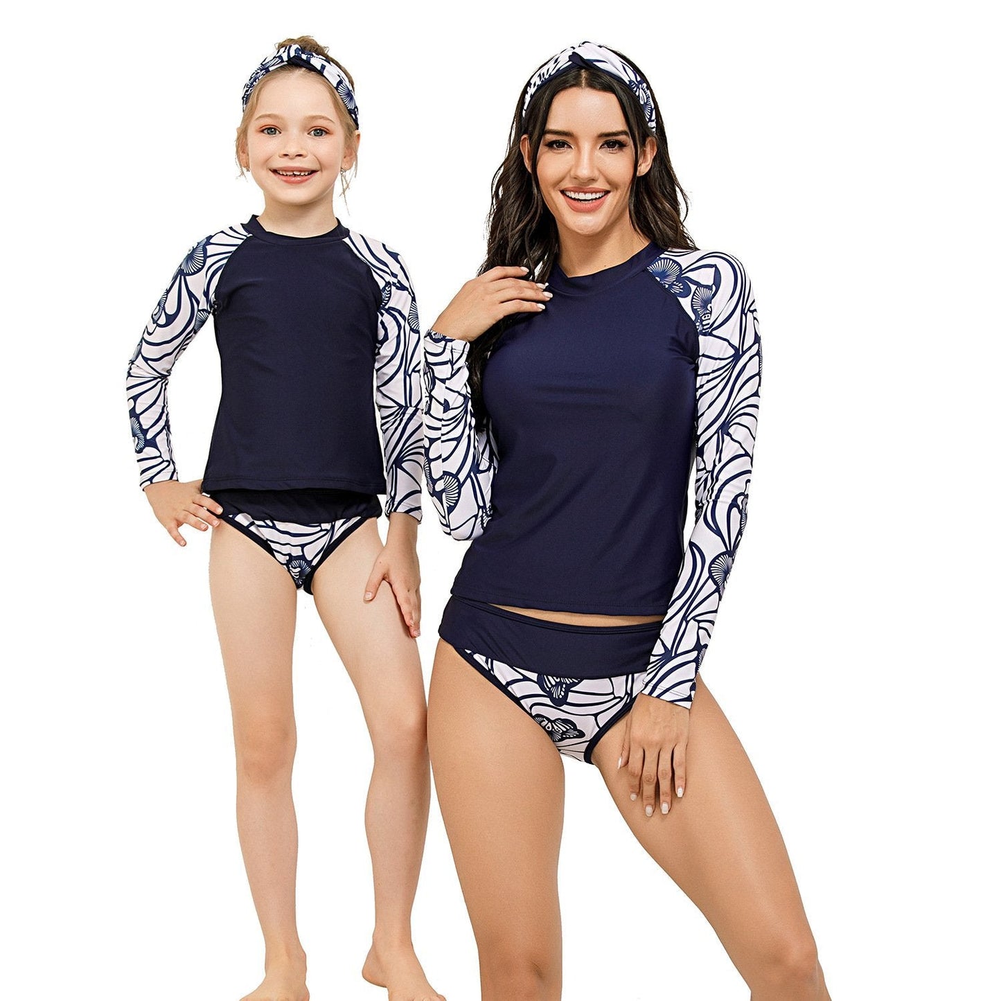 Parent Child Surfer & Diving Suit Swimsuit with Band-Women Swimwear-Kids with Band-S-Free Shipping Leatheretro