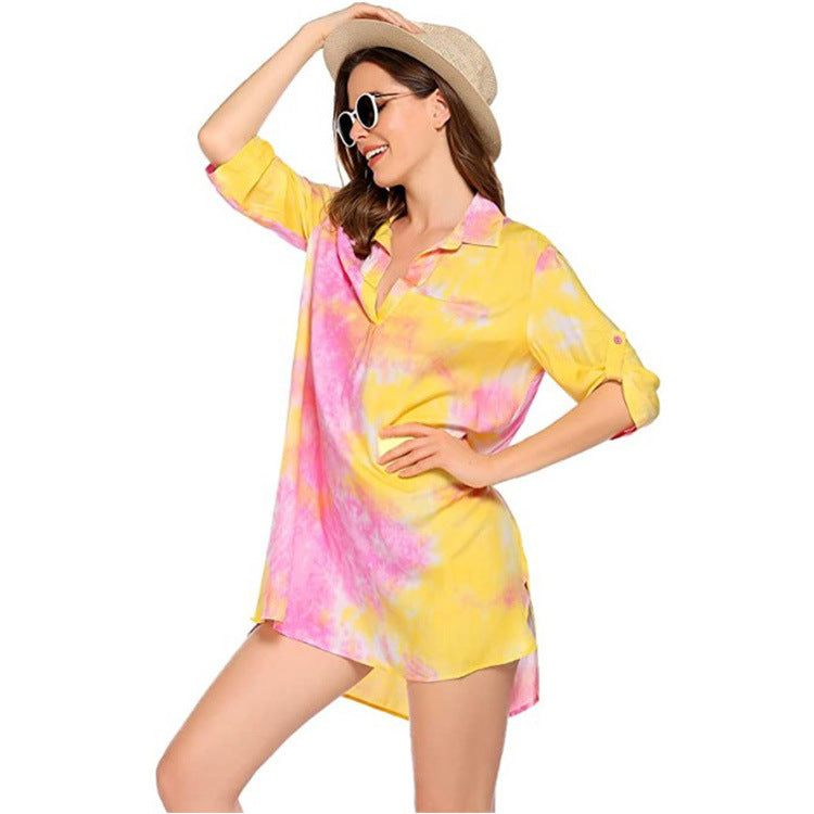 Summer Beach Chiffon Bikini Shirts-Swimwear-Yellow-S-Free Shipping Leatheretro