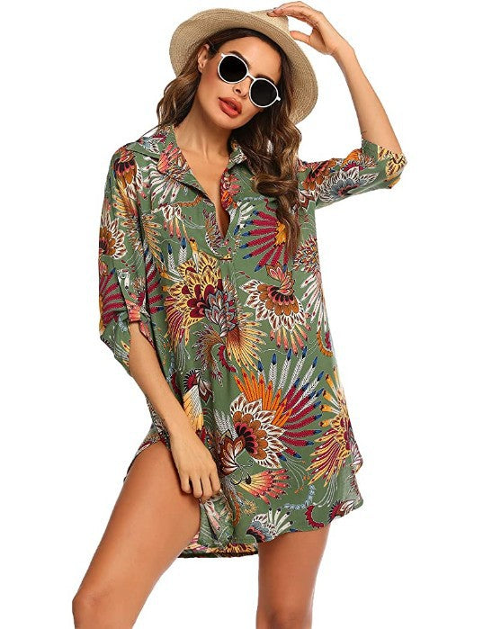 Summer Beach Chiffon Bikini Shirts-Swimwear-Light Green-S-Free Shipping Leatheretro