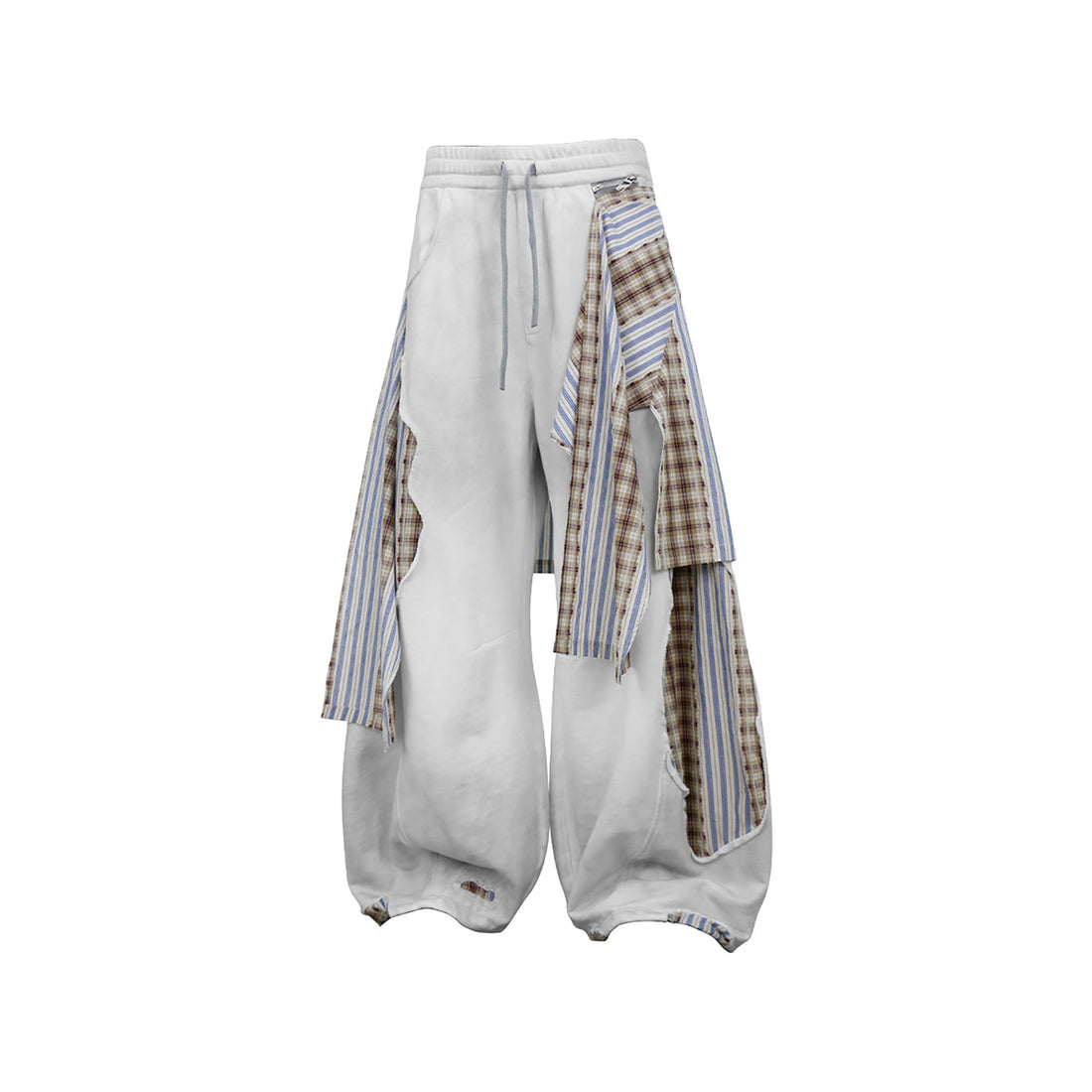 RELABEL Distressed Detachable Plaid Drape Sweatpants-Pants-XS (Preorder)-Free Shipping Leatheretro