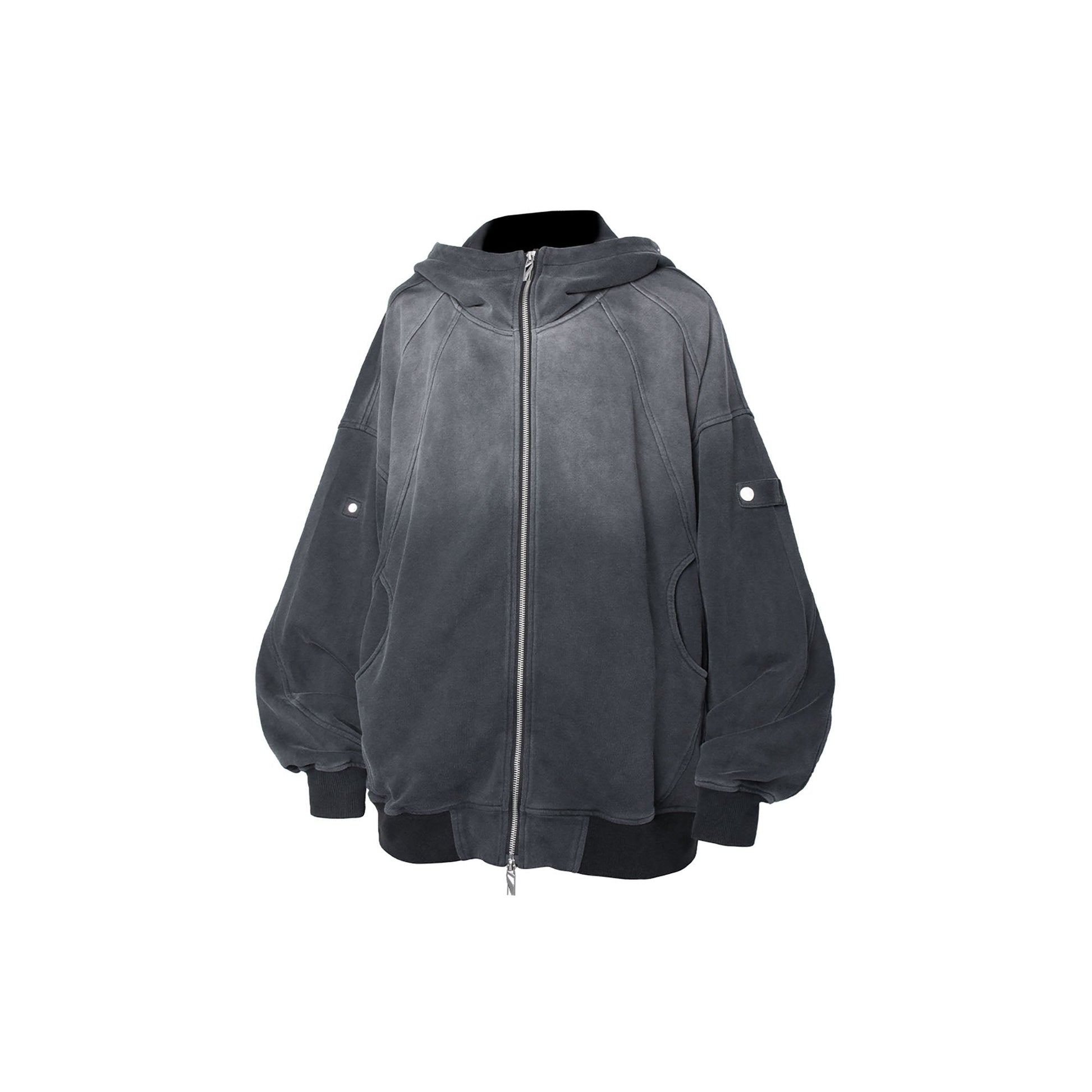 RELABEL Gradient Washed Panel Hooded Jacket Black-Jacket-XS (Preorder)-Free Shipping Leatheretro