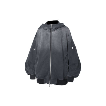 RELABEL Gradient Washed Panel Hooded Jacket Black-Jacket-XS (Preorder)-Free Shipping Leatheretro