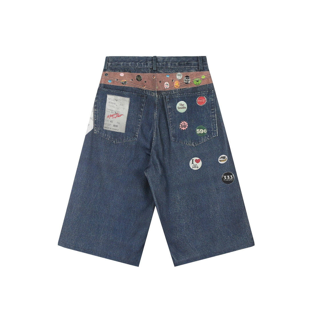 CLP Badge Belt Graphic Cropped Denim Shorts-Shorts-S-Free Shipping Leatheretro