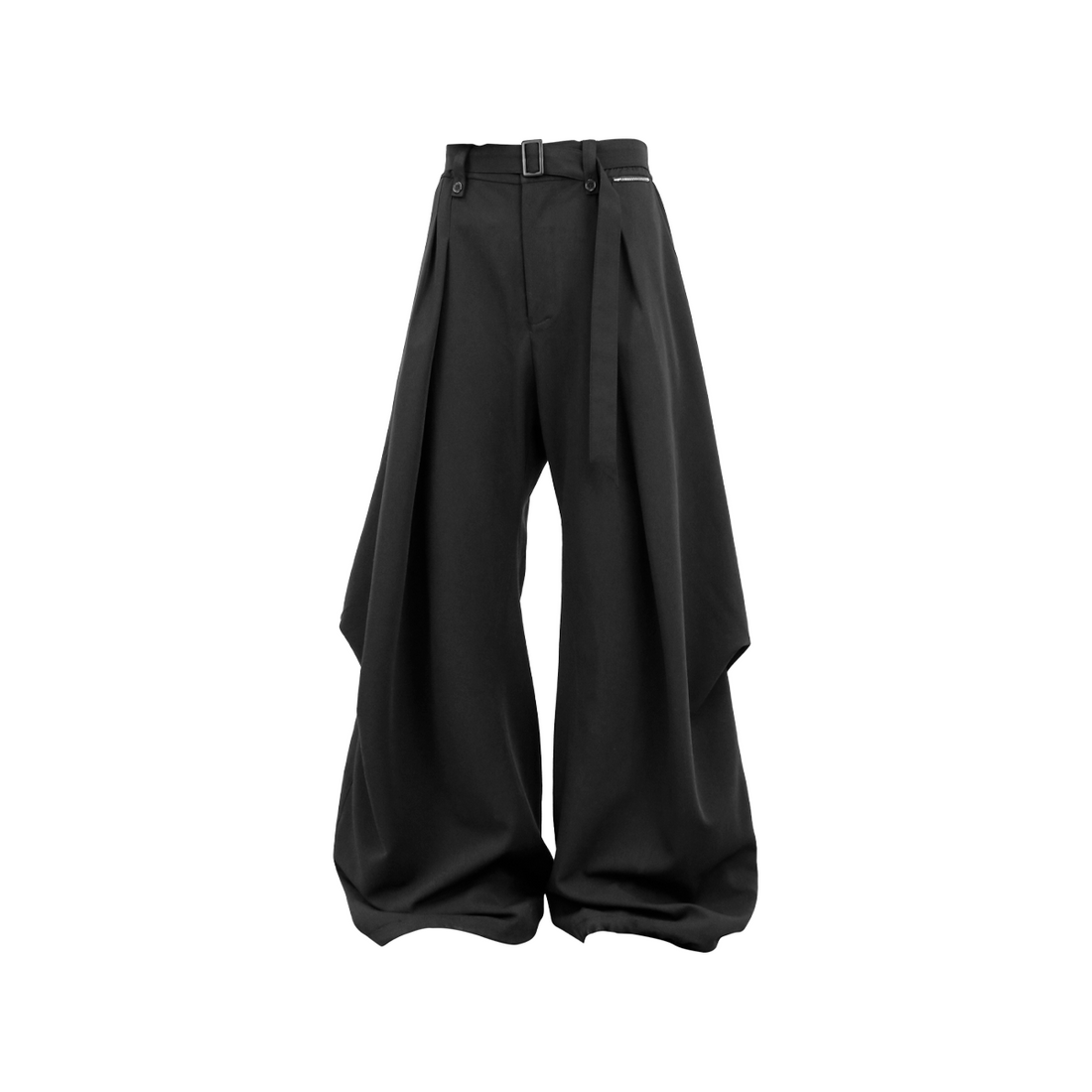 RELABEL Wool-Blend Pleated Draped Wide-Leg Pants Black-Pants-XS (Preorder)-Free Shipping Leatheretro