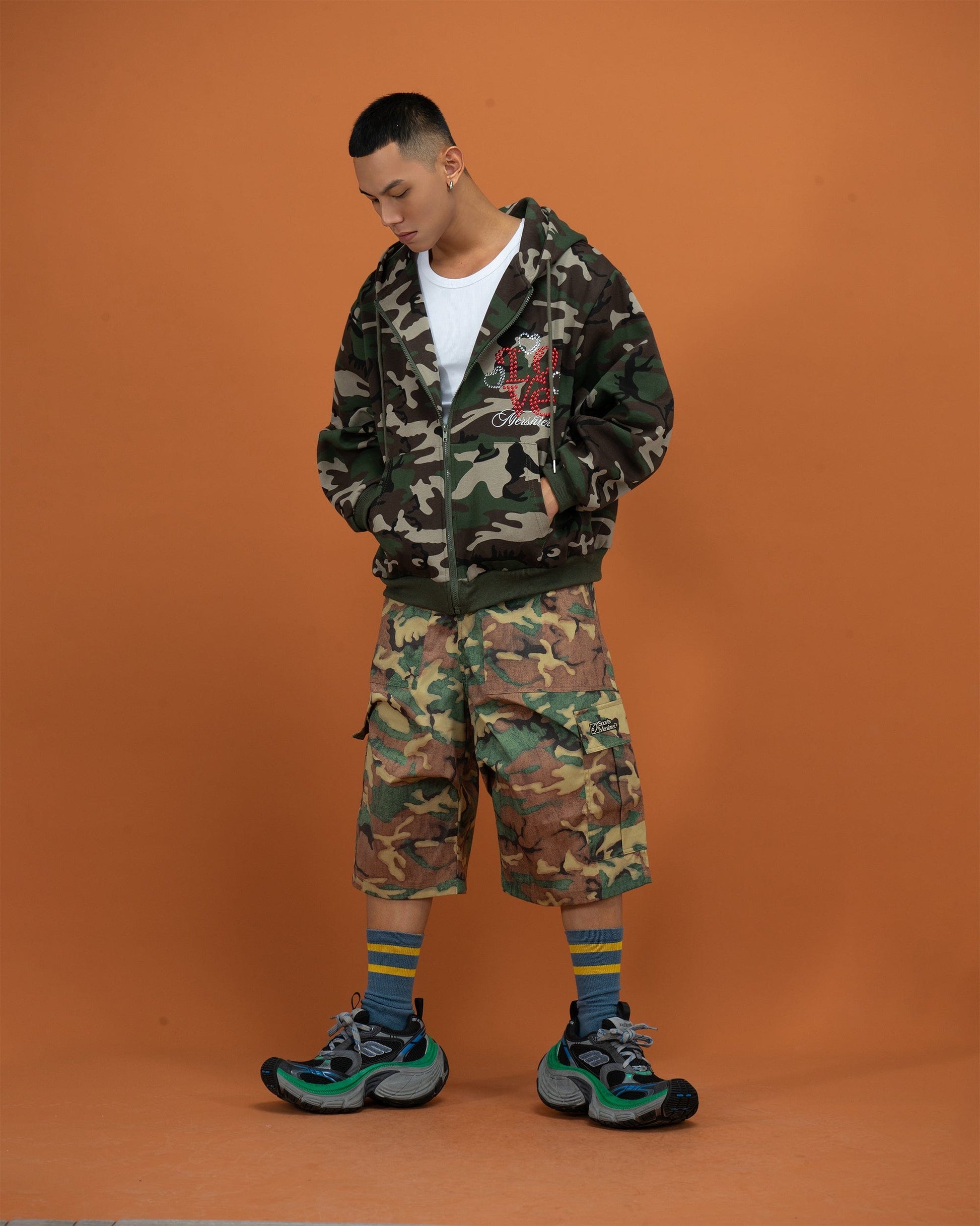 CLP Camo Studded Zip-Up Hoodie-Jacket-M-Free Shipping Leatheretro