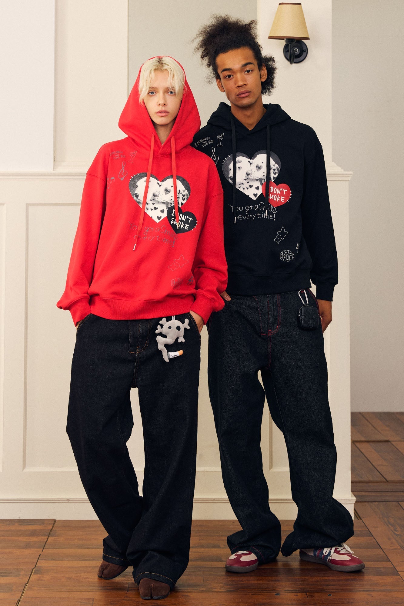 DONSMOKE Puppy Heart Doodle Hoodie-Hoodie-S-Black-Free Shipping Leatheretro