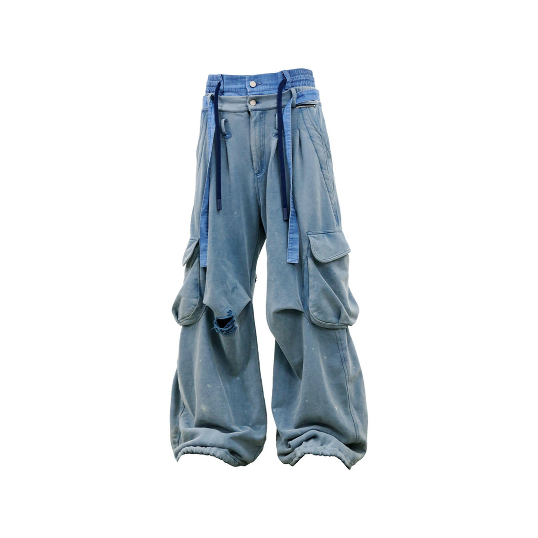 RELABEL Distressed Splatter Double-Waist Cargo Pants-Pants-XS-Free Shipping Leatheretro