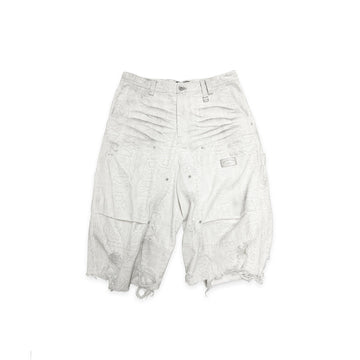 FACEONLAB Distressed Deconstructed Ripped Cargo Shorts-Shorts-M-White-Free Shipping Leatheretro