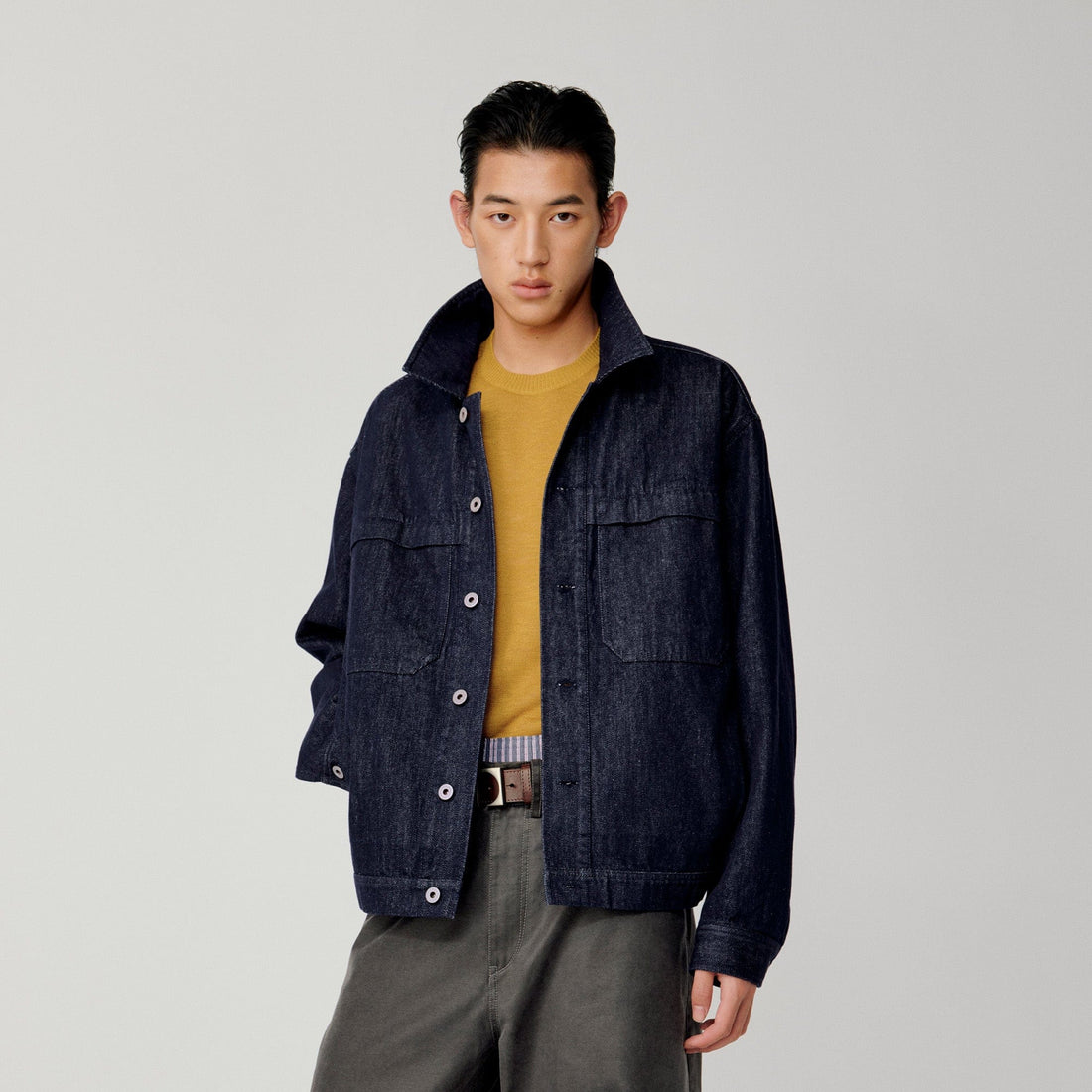 OPICLOTH Retro Dual-Pocket Denim Jacket-Jacket-XS-Free Shipping Leatheretro