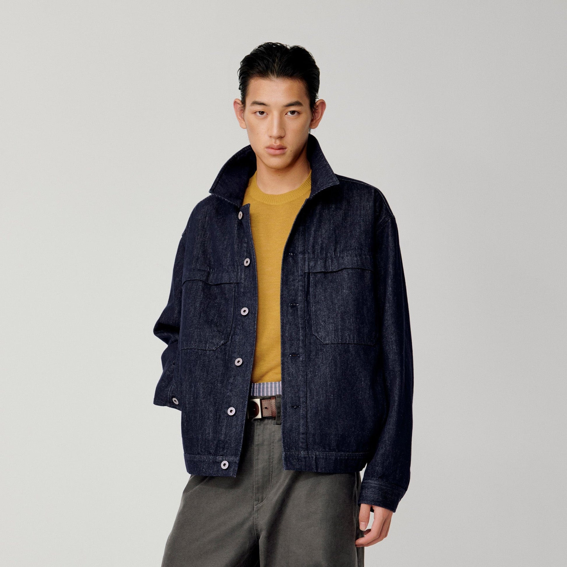 OPICLOTH Retro Dual-Pocket Denim Jacket-Jacket-XS-Free Shipping Leatheretro