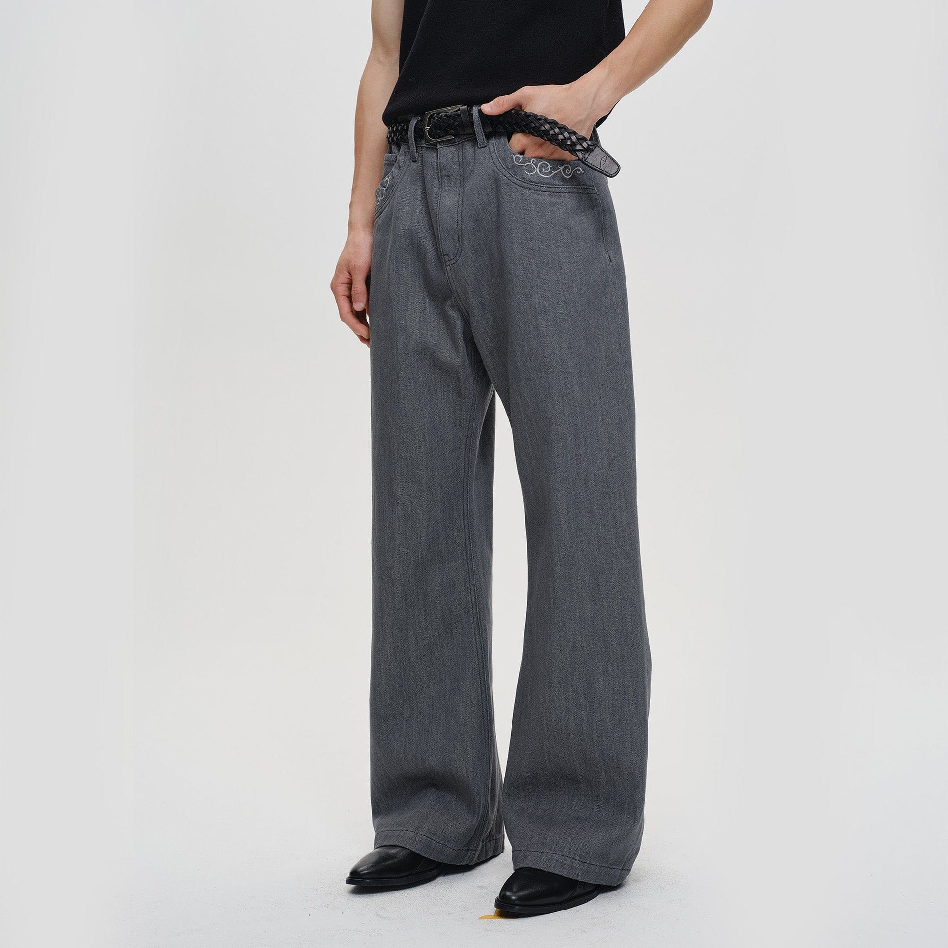 CATSSTAC Floral Embroidered Flared Jeans-Jeans-M-Free Shipping Leatheretro