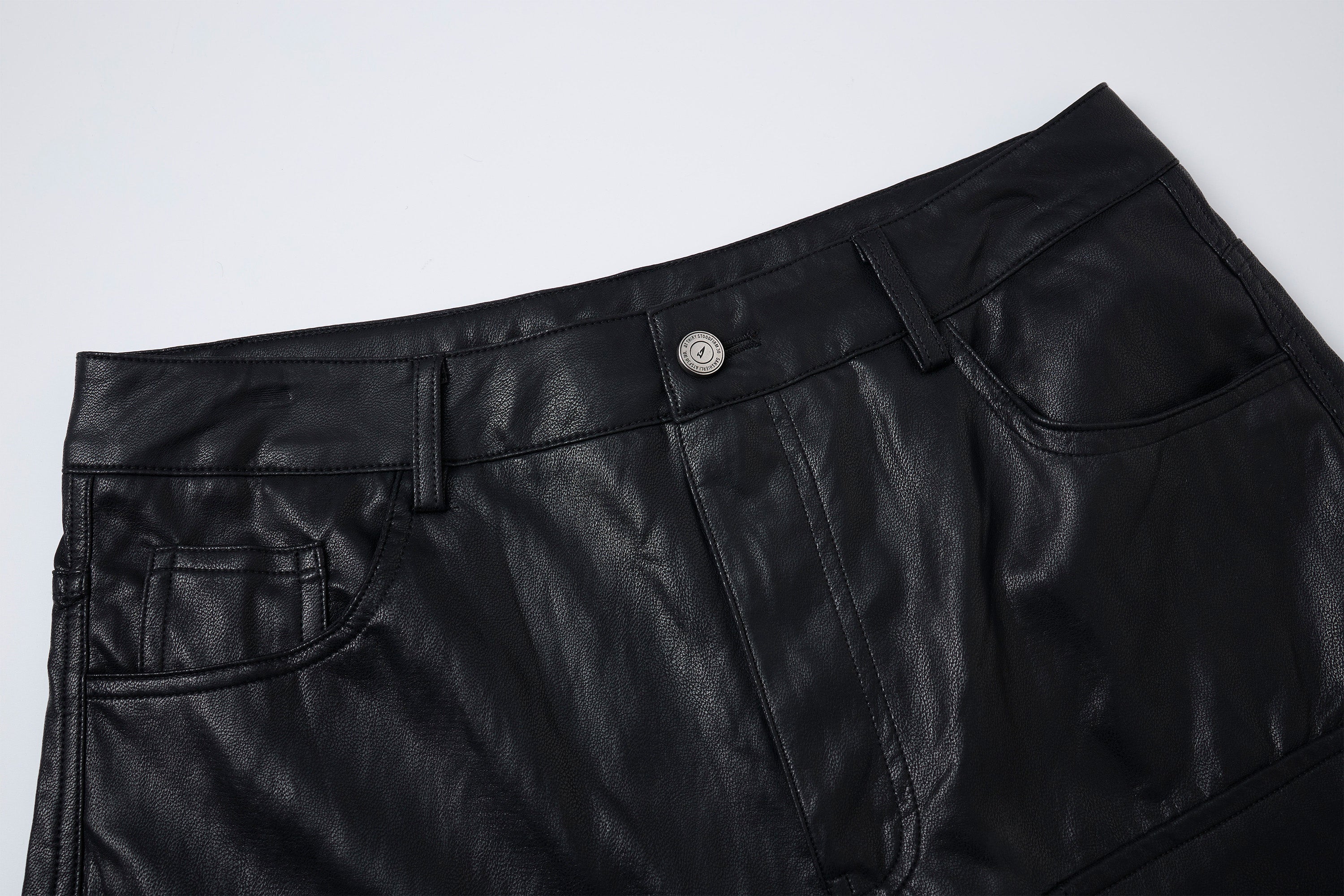 CLP Punk Faux Leather Multi-Pocket Cargo Shorts-Shorts-M-Black-Free Shipping Leatheretro