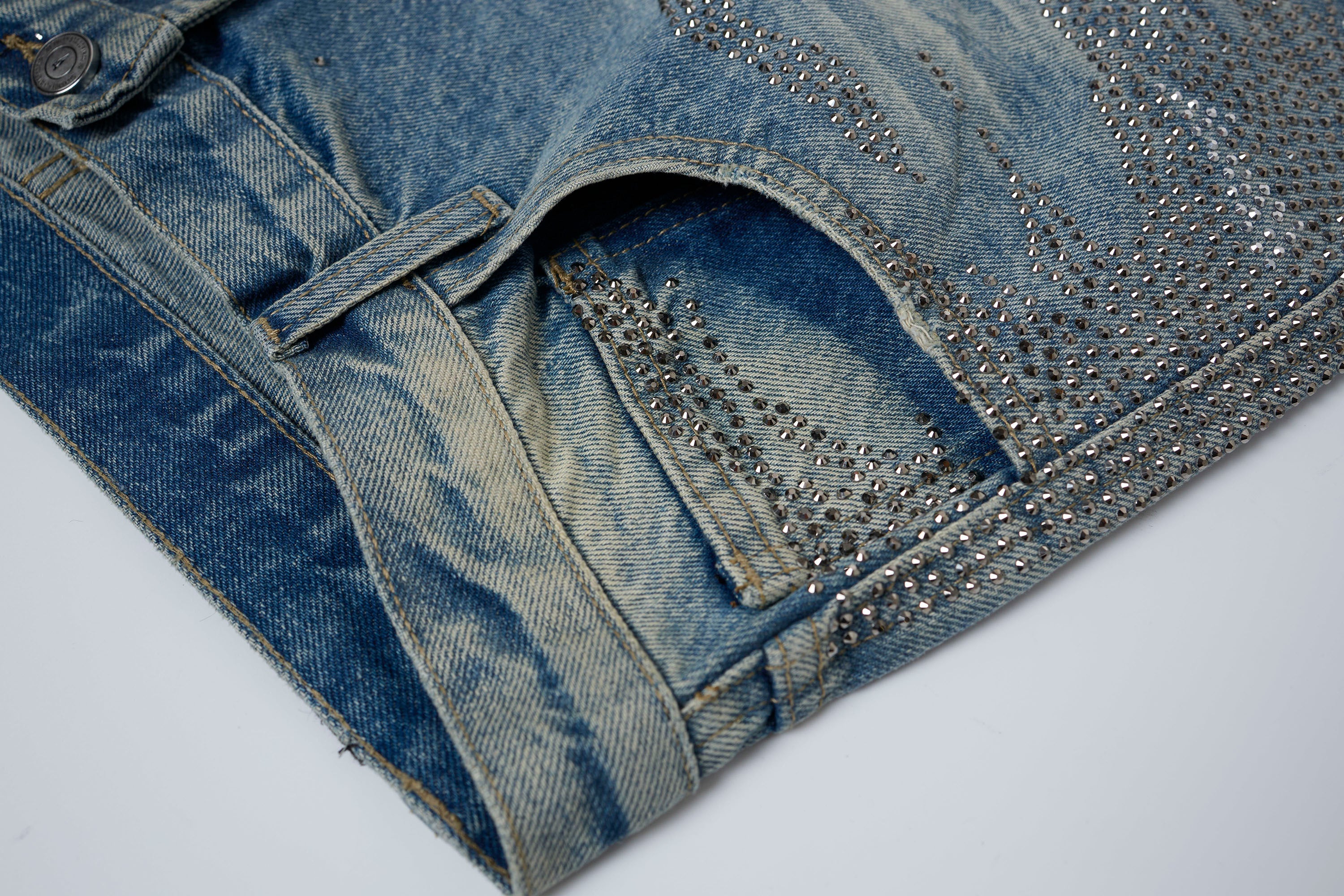 CLP Diamond Distressed Straight-Leg Jorts-Shorts-M-Blue-Free Shipping Leatheretro