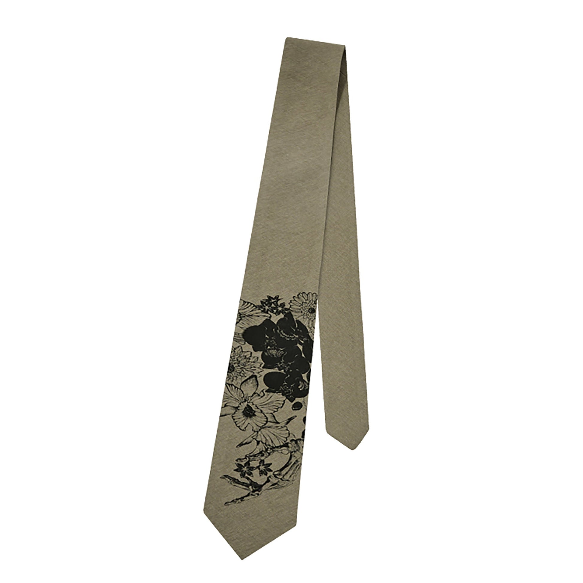 KREATE Floral Print Heritage Wide Tie-Accessories-Black-Free Shipping Leatheretro