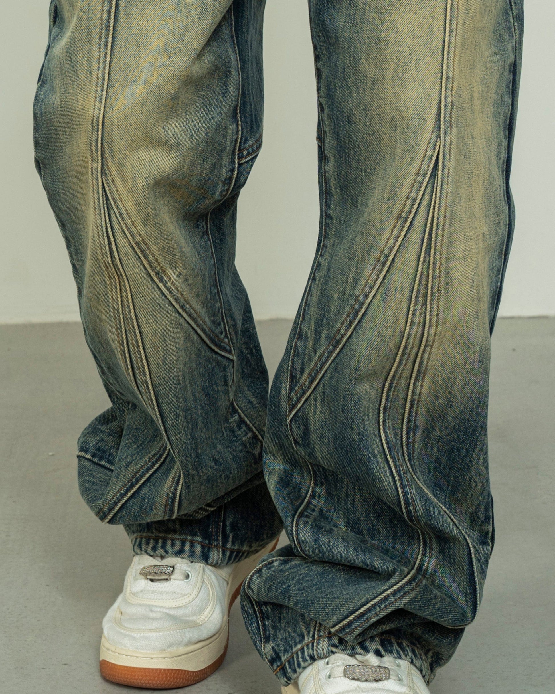 MAKEMORE Deconstructed Washed Rivet Jeans-Jeans-S-Blue-Free Shipping Leatheretro