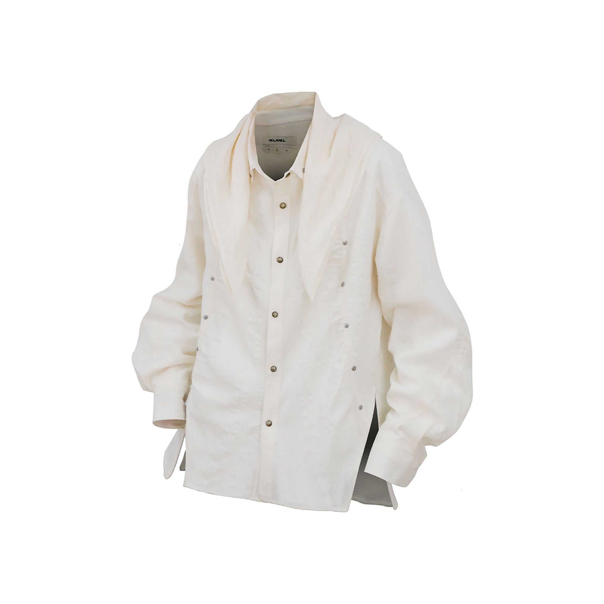 RELABEL Studded Detachable Scarf Shirt White-Shirt-XS (Preorder)-Free Shipping Leatheretro