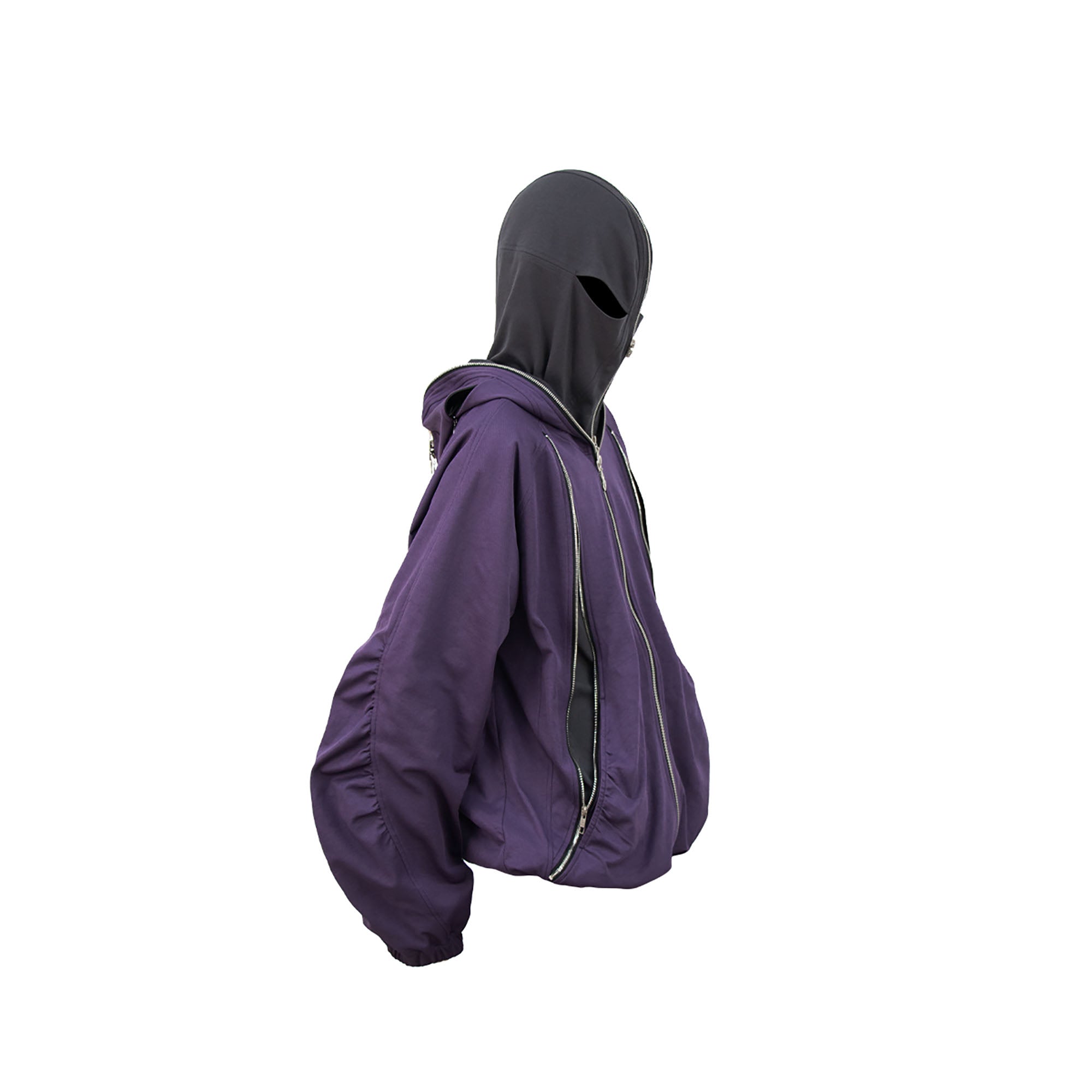 RELABEL Layered Multi-Zip Mask Hood Jacket Purple-Jacket-XS-Free Shipping Leatheretro