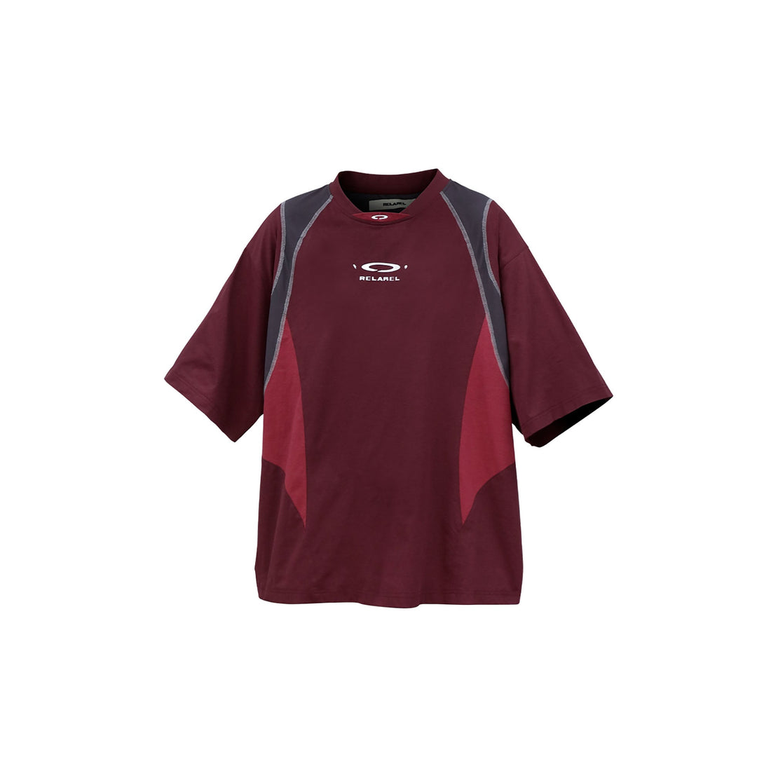 RELABEL Contrast Paneled Quick-Dry Tee-T Shirt-XS-Red-Free Shipping Leatheretro