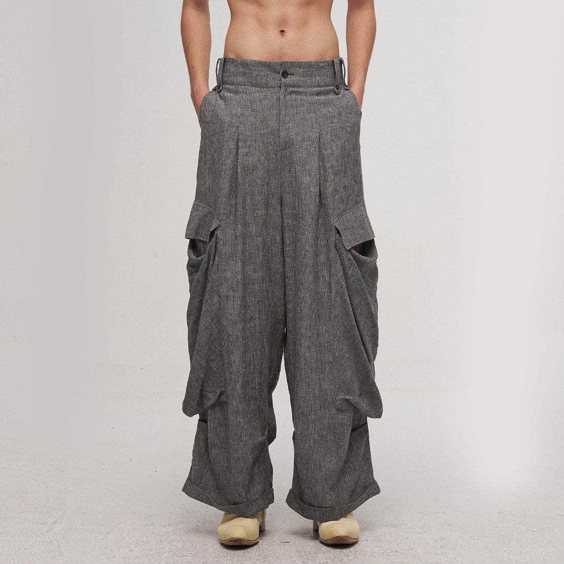 ILNya Nieternite Nifutur Big Pockets Cotton-Linen Wide-Leg Pants-Pants-S (0)-Free Shipping Leatheretro