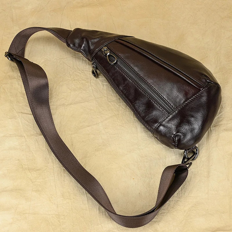 Soft Genuine Leather Men's Chest Pack-Chest Bags-Brown-Free Shipping Leatheretro