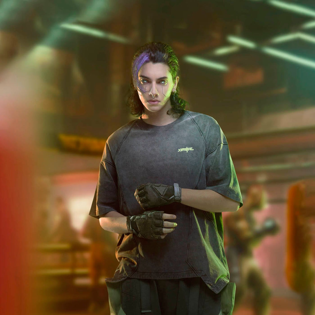 XIPHEVIL Spliced Luminescence LOGO T-Shirt-T Shirt-XS-Grey-Free Shipping Leatheretro