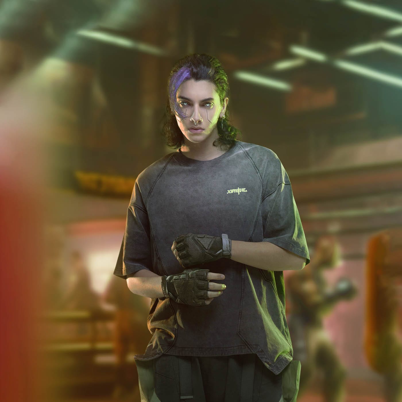 XIPHEVIL Spliced Luminescence LOGO T-Shirt-T Shirt-XS-Grey-Free Shipping Leatheretro