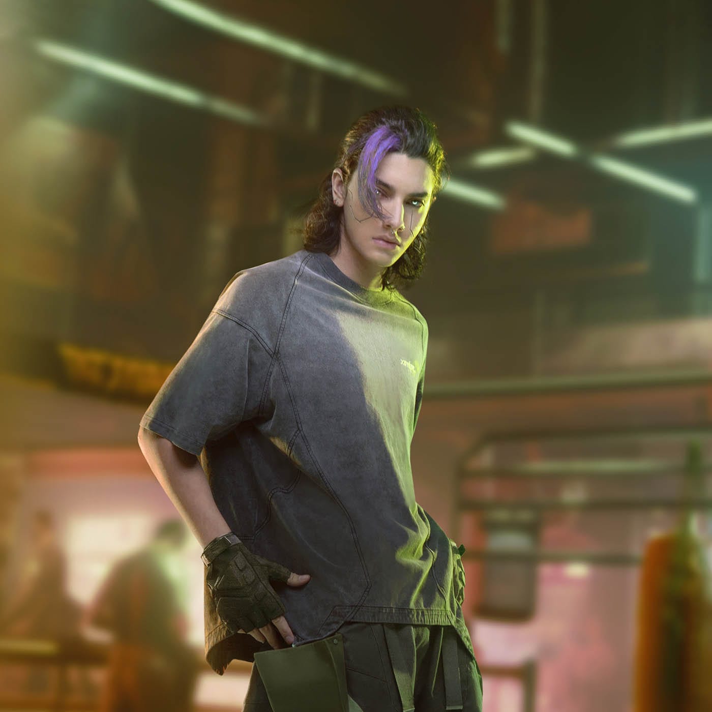 XIPHEVIL Spliced Luminescence LOGO T-Shirt-T Shirt-XS-Grey-Free Shipping Leatheretro