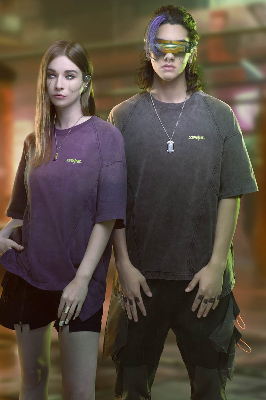 XIPHEVIL Spliced Luminescence LOGO T-Shirt-T Shirt-XS-Grey-Free Shipping Leatheretro