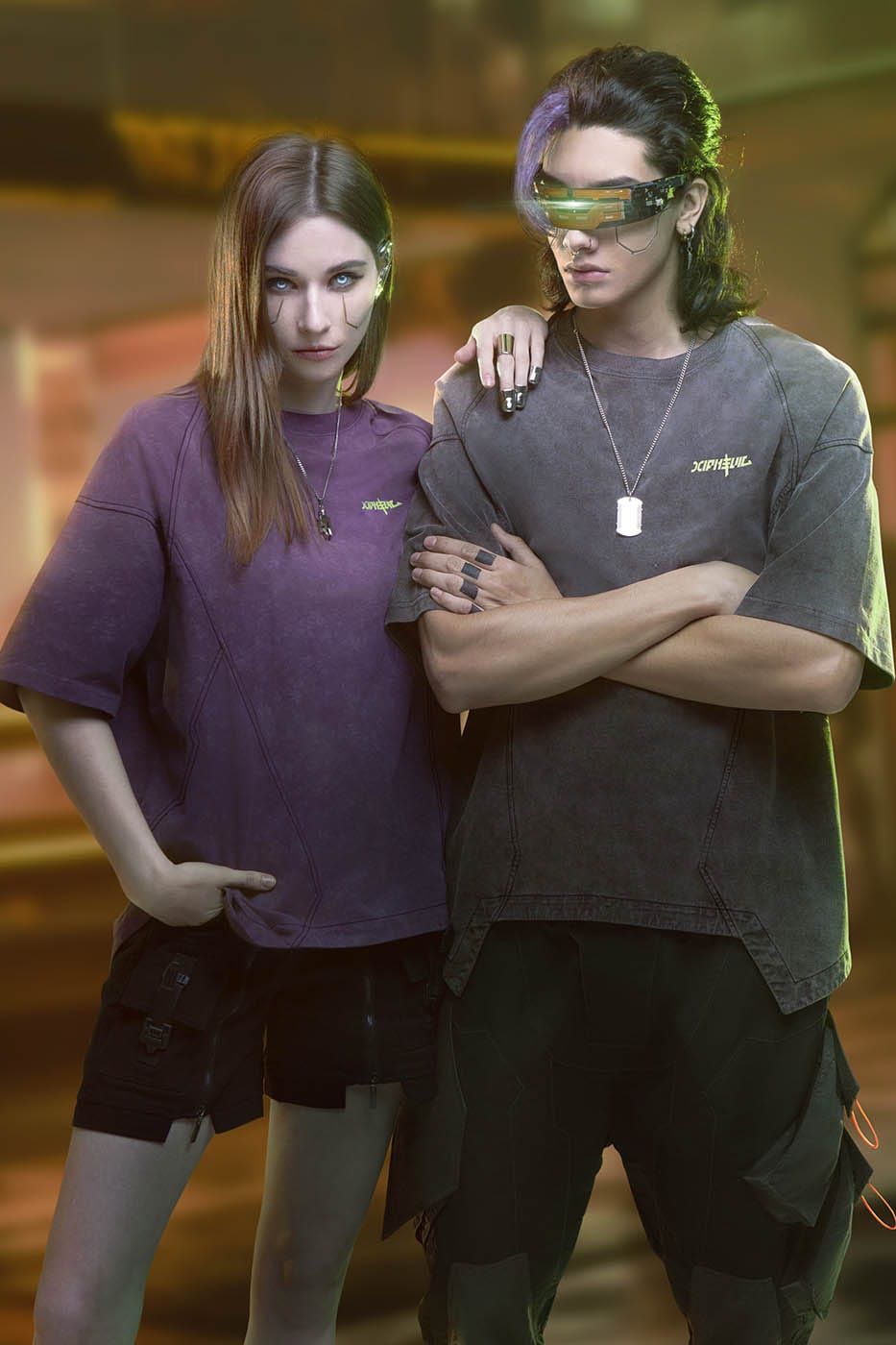 XIPHEVIL Spliced Luminescence LOGO T-Shirt-T Shirt-XS-Grey-Free Shipping Leatheretro