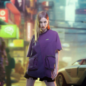 XIPHEVIL Asymmetrical Spliced Double-Pocket T-Shirt-T Shirt-XS-Free Shipping Leatheretro