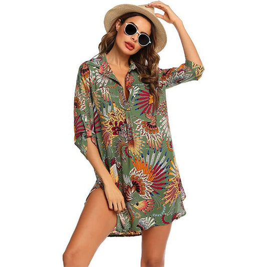 Summer Beach Chiffon Bikini Shirts-Swimwear-Gray-S-Free Shipping Leatheretro