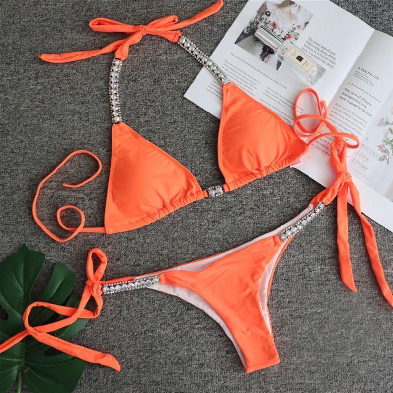 Bangdage Sexy Summer Beach Bikini Swimsuit-Women Swimwear-Orange-S-Free Shipping Leatheretro