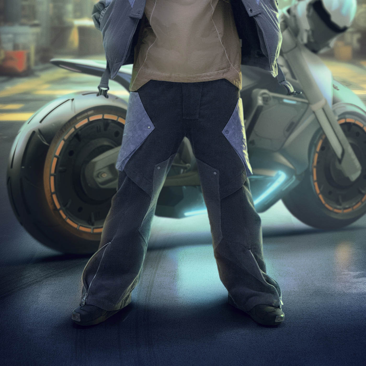 XIPHEVIL Cyberpunk Corduroy Paneled Flared Pants-Pants-XS-Free Shipping Leatheretro