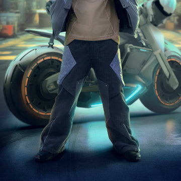 XIPHEVIL Cyberpunk Corduroy Paneled Flared Pants-Pants-XS-Free Shipping Leatheretro