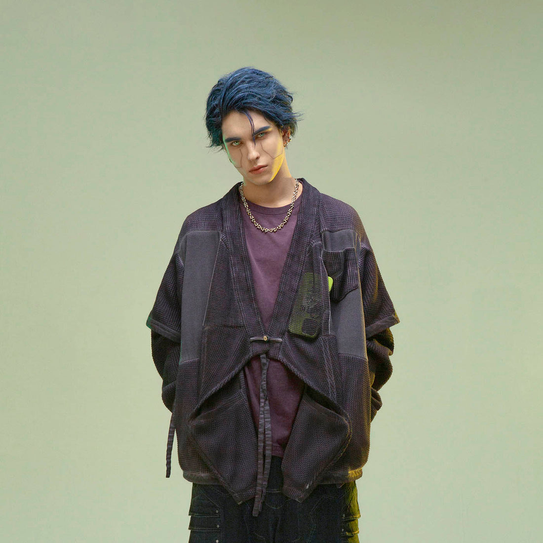 XIPHEVIL Cyberpunk Double-Layer Taoist Robe-Jacket-XS-Purple-Free Shipping Leatheretro