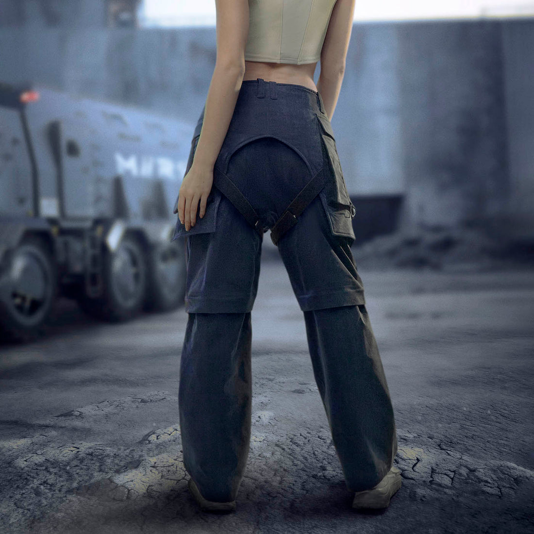 XIPHEVIL Detachable Lace-Up Multi-Pocket Bondage Pants-Pants-XS-Free Shipping Leatheretro