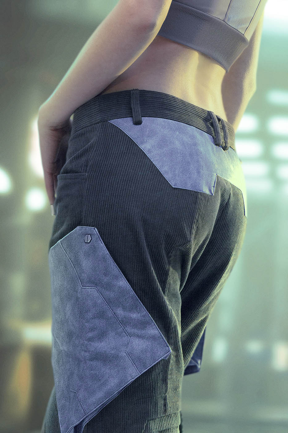 XIPHEVIL Cyberpunk Corduroy Paneled Flared Pants-Pants-XS-Free Shipping Leatheretro