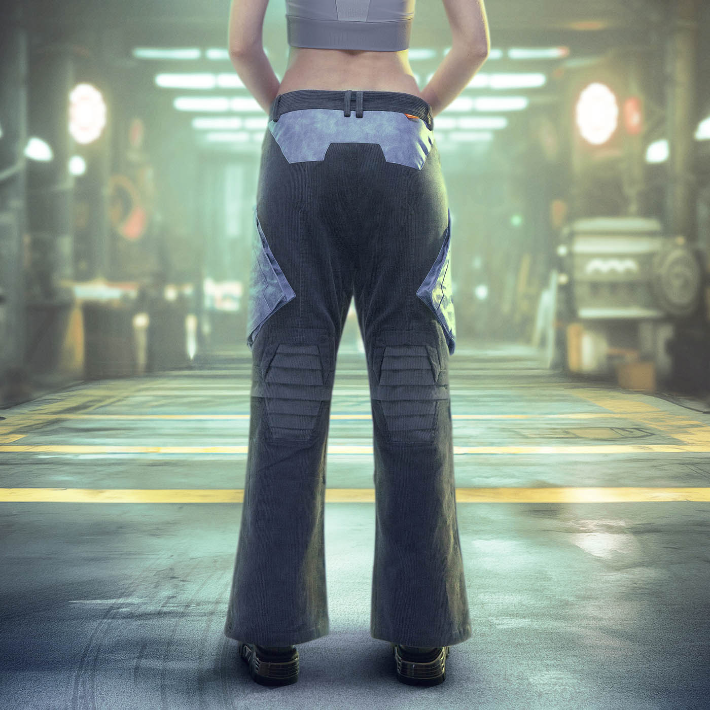 XIPHEVIL Cyberpunk Corduroy Paneled Flared Pants-Pants-XS-Free Shipping Leatheretro