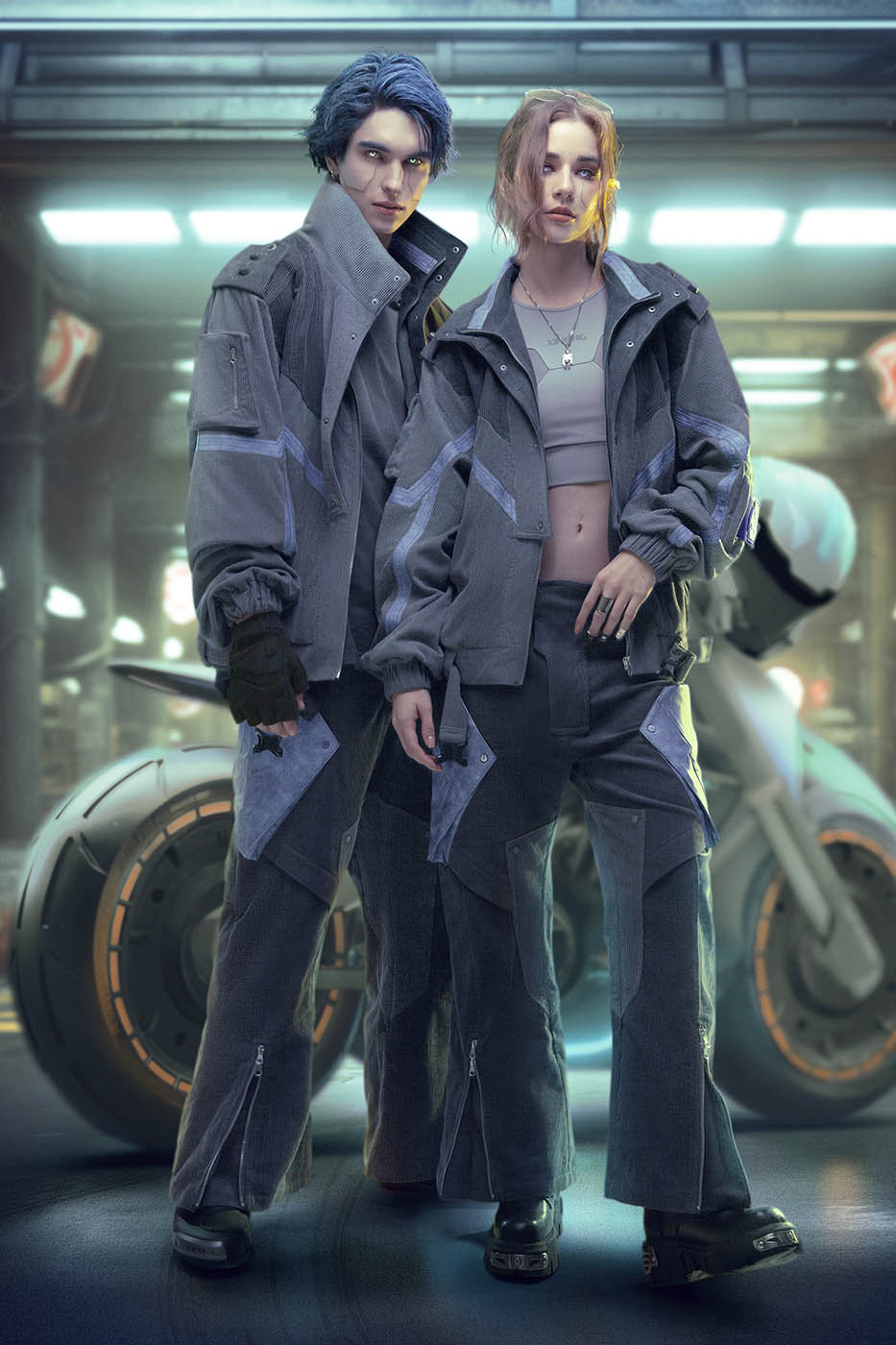 XIPHEVIL Cyberpunk Corduroy Paneled Flared Pants-Pants-XS-Free Shipping Leatheretro